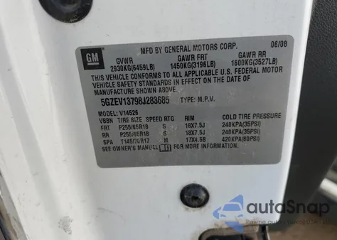 2008 Saturn Outlook Xe from USA, damaged, VIN 5GZEV13798J283685